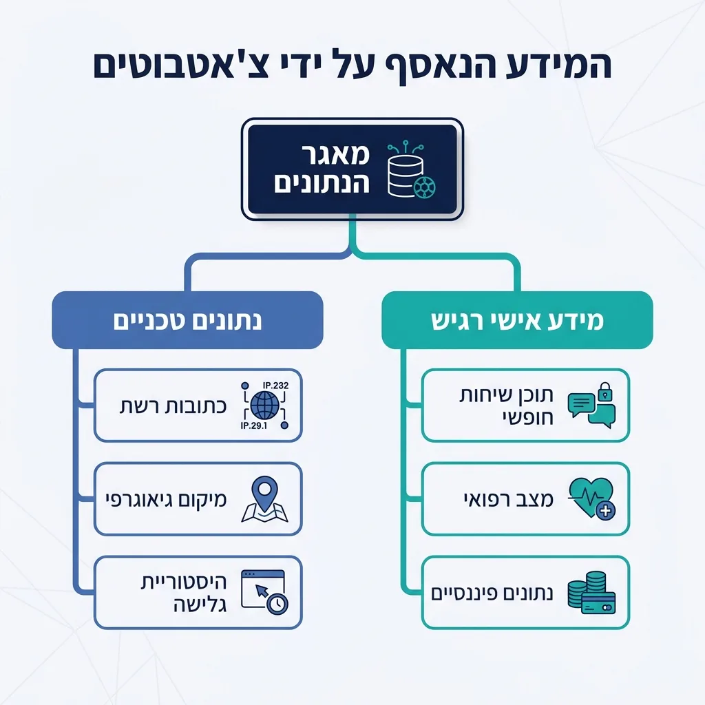 אינפוגרפיקה — המידע הנאסף על ידי צ'אטבוטים: מאגר הנתונים