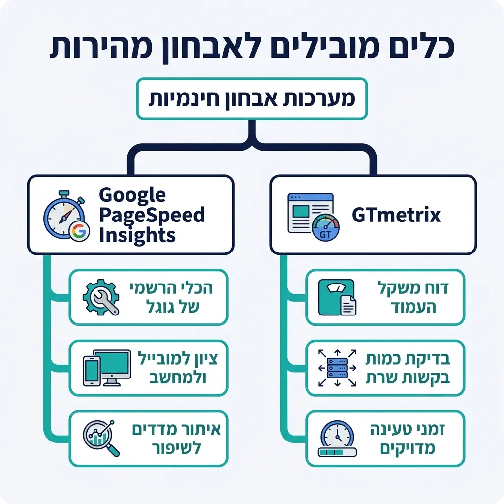 אינפוגרפיקה — כלים מובילים לאבחון מהירות: מערכות אבחון חינמיות
