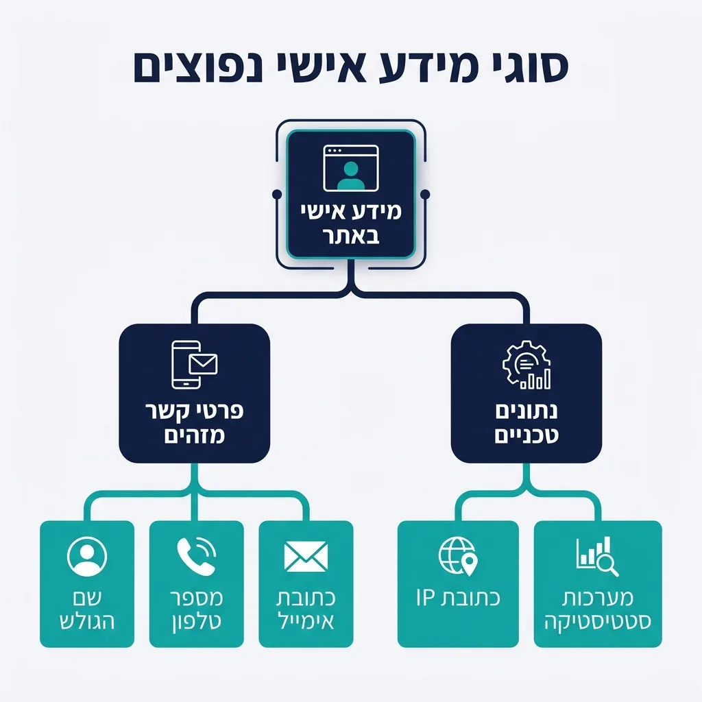 אינפוגרפיקה — סוגי מידע אישי נפוצים: מידע אישי באתר
